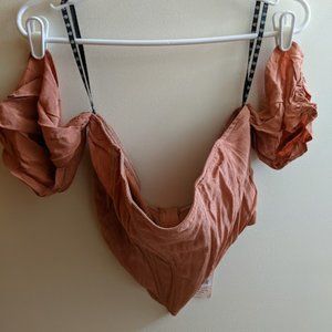 Salmon M/L Missguided Cropped Corset Top NWT